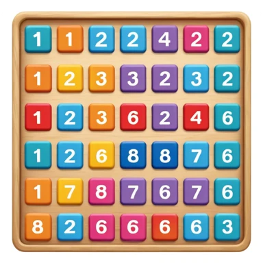 A square toy that can hold 4 internal squares across and 4 internal squares down, resulting in 16 spaces, with only 15 spaces filled with a square. Each internal square holds a number so that when moved around and lined up appropriately it lists the numbers 1 through 15 in order.  sticker