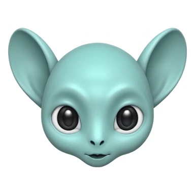 teal alien with two rounded ears and big pure black eyes sticker
