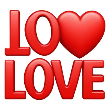 The word "Love" in vivid red color, typography  sticker