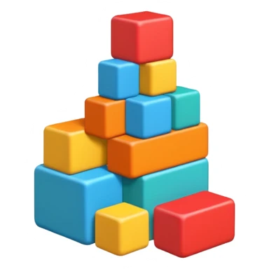 Block blast all forming an hexagon irregular but no hexagons, mized 3d sticker