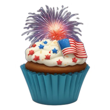 Happy Fourth of July cupcake with fireworks sticker