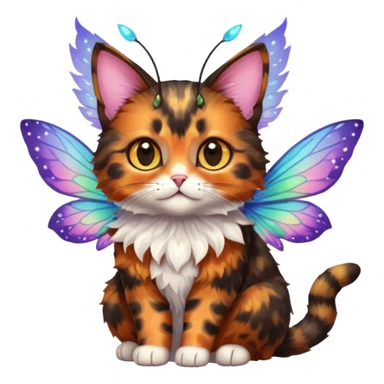 Tortoiseshell cat with fairy wings sticker