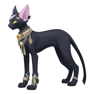 cool punk kawaii anime edgy distinguished stylish elegant beautiful fantasy black ethereal fantasy nargacuga-Noivern-sphynx-Quiana-Fakemon collar harness jewels full body sticker