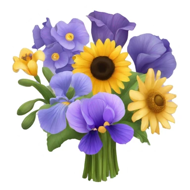 Lavender iris poppy iris sunflower hydrangea anemone flower bouquet  sticker