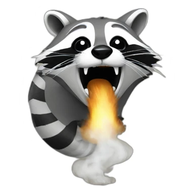 Raccoon opening mouth with smoke coming out of the mouth sticker