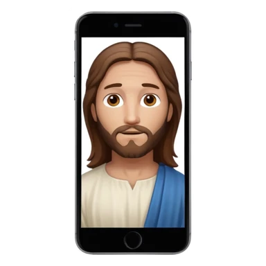 iPhone screen with a classic portrait of Jesus as the wallpaper sticker