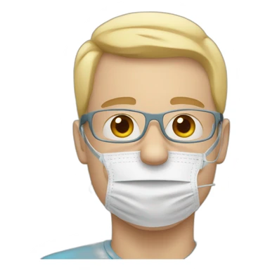 white man with nasal cannula waving sticker