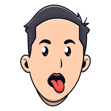 man with tongue out looking sideways sticker