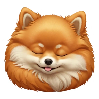Meme-Worthy Cute Sleeping Orange Pomeranian Portrait Emoji, Head resting peacefully with a contented smile, showcasing a delightfully compact build and a luxuriously soft, fluffy orange Fur, eyes shut in a serene nap, Simplified yet hilariously adorable features, highly detailed, glowing with a soft, drowsy light, high shine, relaxed and utterly lovable, stylized with an air of playful laziness, bright and heartwarming, soft glowing outline, capturing the essence of a comically sleepy companion, so meme-worthy it feels like it could instantly become the next viral sensation of adorable slumber! sticker
