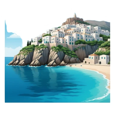 a mediterranean island seen from the sea sticker