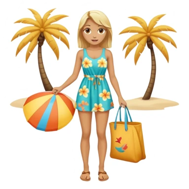 blond woman with beach outfit dress full body sticker