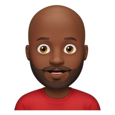 "Cartoon-style bald man with dark skin, beard, red shirt & puckered lips in a playful, meme-like expression." sticker