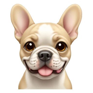 smily beige french bulldog with white center face with a tiny mole on the right ear sticker