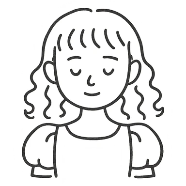 Blonde, pale girl with bangs and curly hair and a pastel pink puff sleeve dress sticker