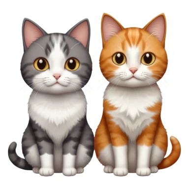 3 different coloured tiny short haired cats, including a dark brown tabby and white cat, and a dark grey and white and a ginger and white sticker