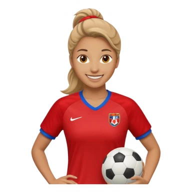 woman soccer player with red jersey sticker