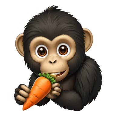 A black monkey sucking a carrot sticker
