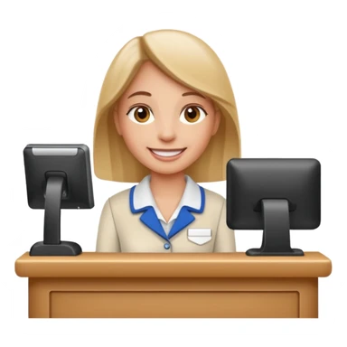 tourist \ standing on hotel reception desk  sticker