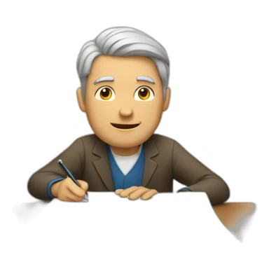 Man who write on a paper sticker