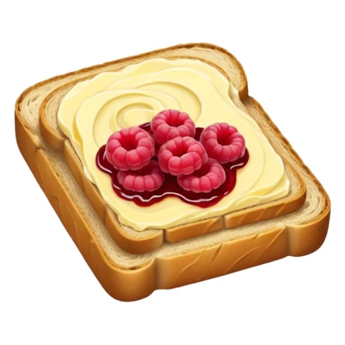 a slice of bread with butter and rasperry jam sticker