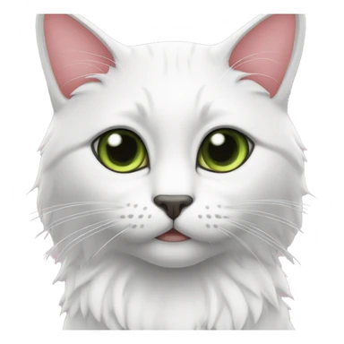 gato blanco, que se le vea solo la cara, con los ojos verdes y la nariz y orejas rosas sticker