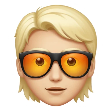 Sunglasses sliding down slightly, glowing eyes behind sticker