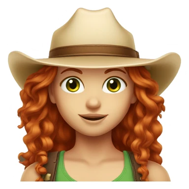 redhead girl with green eyes with cowboy hat on  sticker