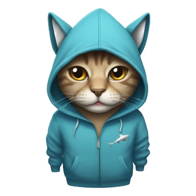 Cat wearing a shark hoodie sticker