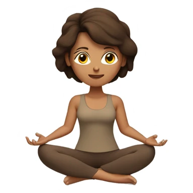 Brunette woman with brown hair in brown workout clothes meditating sticker