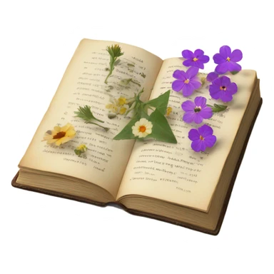 book with some pressed flowers on the pages realistic flowers pressing sticker