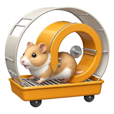 Hamster in plastic cage with hamster wheel sticker