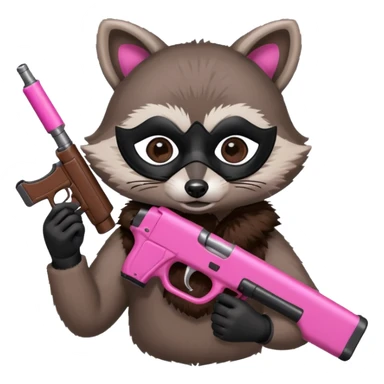 Raccoon holding pink gun sticker