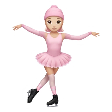 A pretty and beautiful pastel pink Figure Skater emoji  sticker