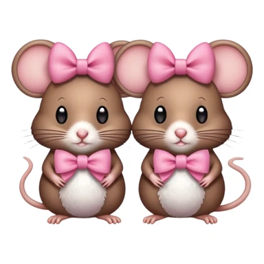 brown mice with a pink bow  sticker