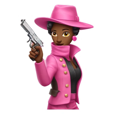 coquette pink woman with a pistol  sticker