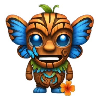 Tiki with colors blue and orange-butterfly-tornado-fun-love sticker