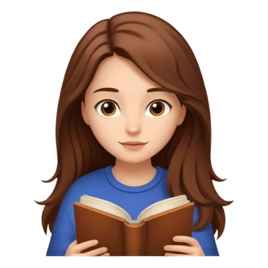 Cozy girl with long brown hair and brown eyes reading  sticker