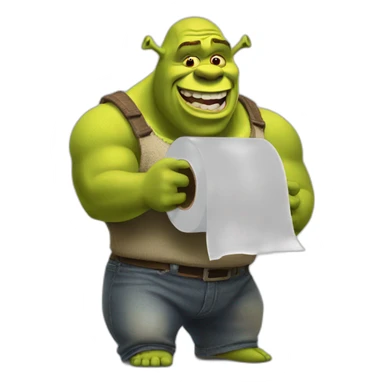 Shrek with toilet paper sticker