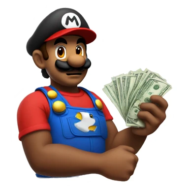 mario doing a money spread on his arm sticker