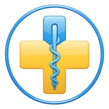 Healthcare symbol with medical cross and Ukrainian colors sticker