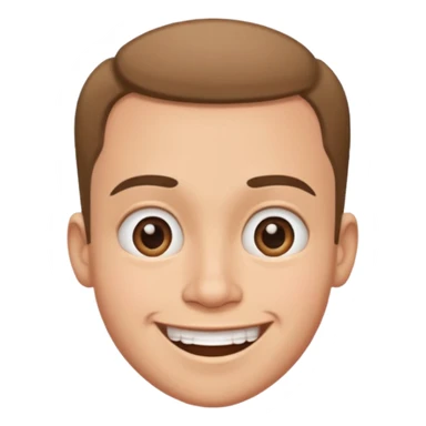 Funny caricature style cartoon, big head, happy face sticker