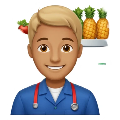 Happy man working in a supermarket sticker