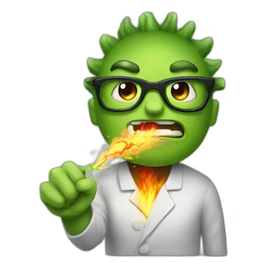 fire breathing angry wasabi with glasses sticker