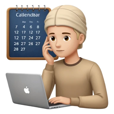 weekly calendar next to person thinking symbol should be shown in his head adjusting it with laptop sticker