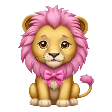 Cute lion with a pink bow sitting down sticker