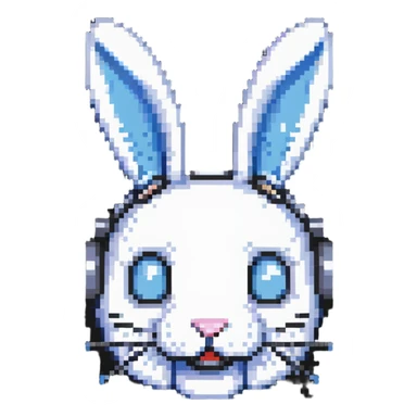 happy futuristic rabbit robot face, only the face sticker