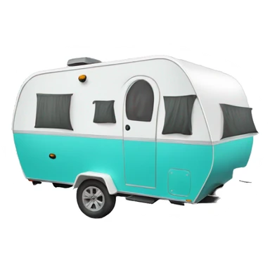 Realistic turquoise camping trailer isolated.  sticker