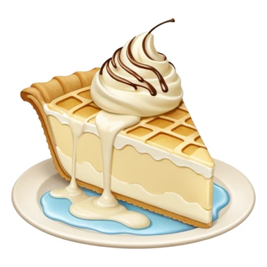 Slice of pale cream pie with melted ice cream dripping off of it sticker