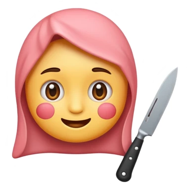 un emoji con cara adorable y un cuchillo sticker