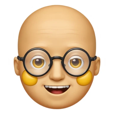 Créer un emoji nerd le perso doit être une tête basique d'emoji jaune tête ronde sans cheveux 🤓 avec une grosse paire de lunettes rectangulaires noires 3 petits boutons d'acné sur chaque joue et une dent qui dépasse  sticker
